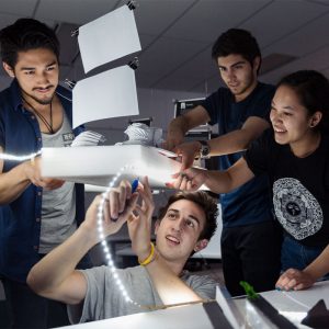 4 Students working in a project